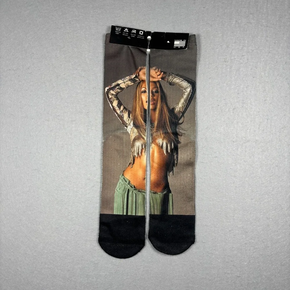 Vintage Beyoncé King Sox Graphic Novelty Crew Socks Rare Y2K Promo Merch OSFM